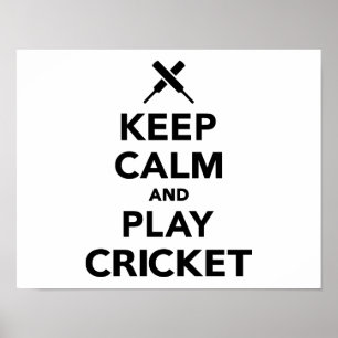Poster Gardez le cricket de calme et de jeu