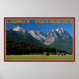 Poster Garmisch - le Zugspitze et l'Alpspitze