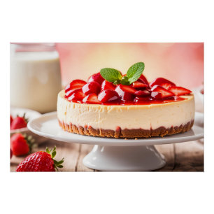 Poster Gâteau au fromage et fraises