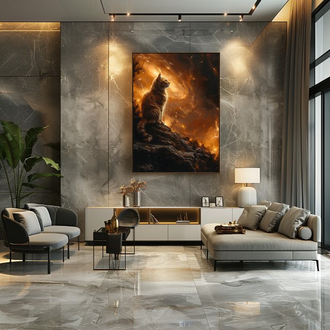 Poster Gato Cósmico: Majestad Felina Bajo las Estrellas (Créateur téléchargé)