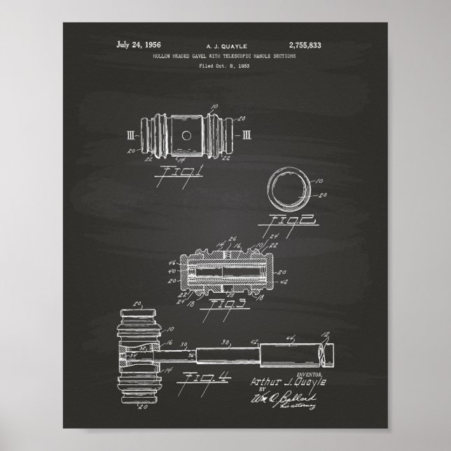 Poster Gavel of Justice 1956 Patent Art - Chalkboard (Devant)