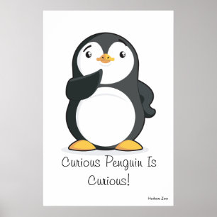 Poster géant 'Curious Penguin Is Curious'