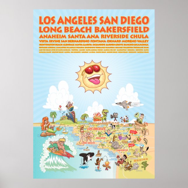 Poster géant des villes de Californie du Sud (Devant)