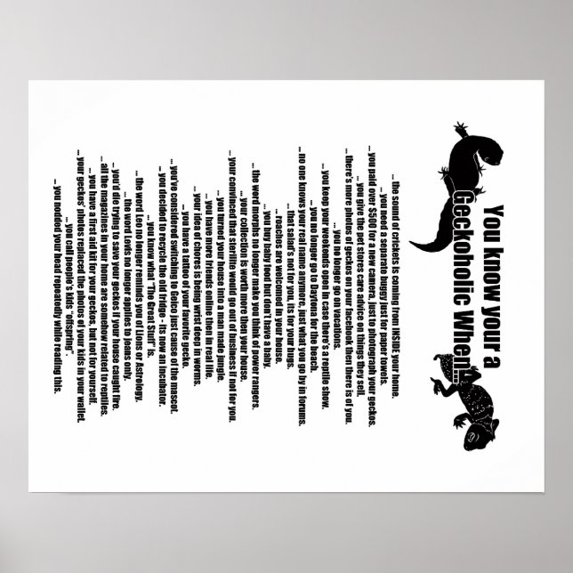 Poster Geckoholic (Devant)