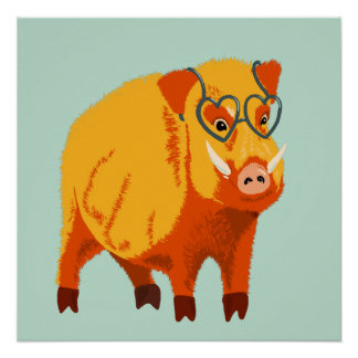 Poster Geek Cochon Funny Boar animal sauvage
