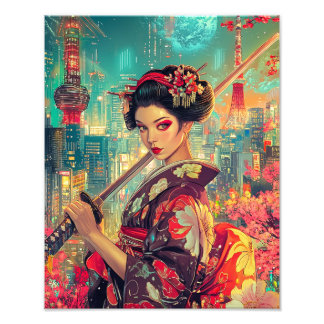 Poster Geisha, Art Geisha Vibrant Imprimer
