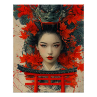 Geisha & Dragon - Art Japonais