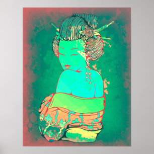Poster Geisha Psychedelic