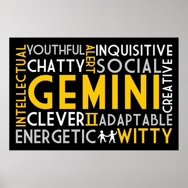 Poster Gemini Astrologie Word Collage Imprimer (Devant)