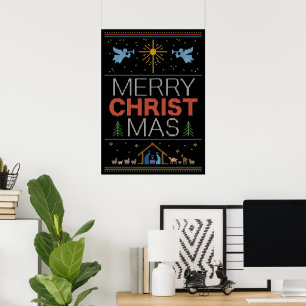 Poster Génial Joyeux Chandail de Noël Religieux Christian