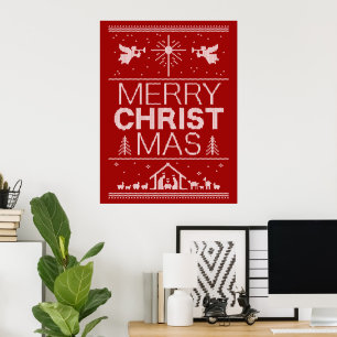 Poster Génial Joyeux Chandail de Noël Religieux Christian