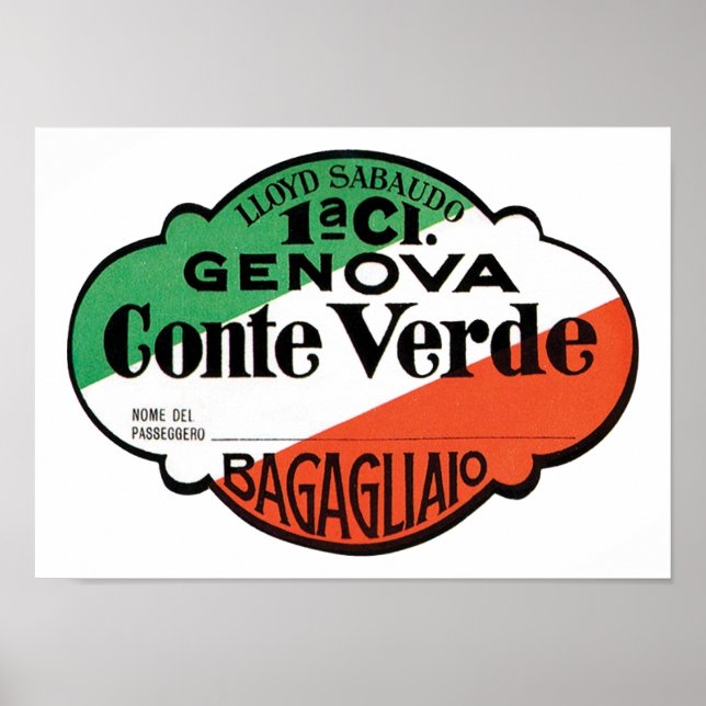 Poster Genova Conte Verde Étiquette de bagages (Devant)