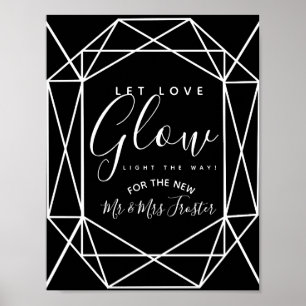Poster geo en cristal monochrome laisser l'amour fêter ma