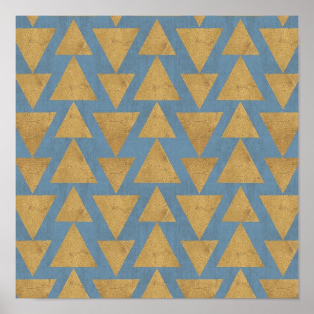 Poster Geo Step extérieur | Motif Gold & Blue (Devant)