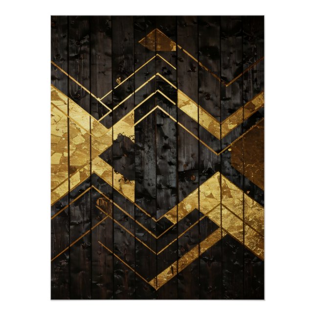 Poster Géométrie dorée (Devant)