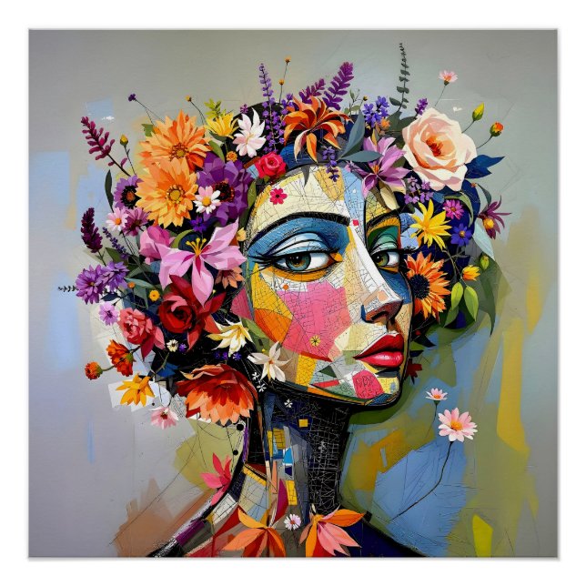 Poster "Géométrie florale" - Portrait botanique (Devant)