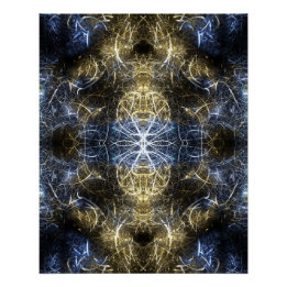 Poster Géométrie sacrée fractale Art Plasma Doré