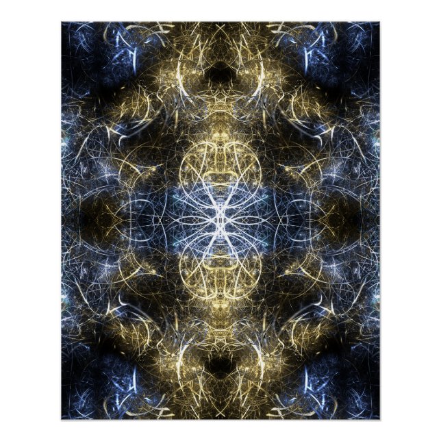 Poster Géométrie sacrée fractale Art Plasma Doré (Devant)