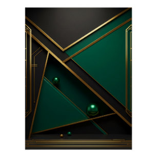 Poster Géométrie verte et Gold