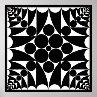 Poster géométrique 9 noir et blanc