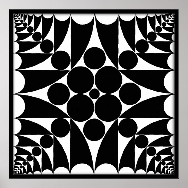 Poster géométrique 9 noir et blanc (Devant)