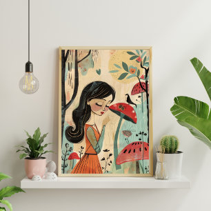 Poster géométrique Abstrait floral nordique 12x18