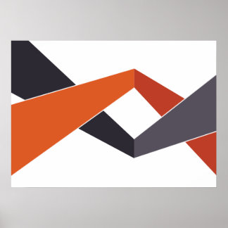 Poster géométrique orange et gris