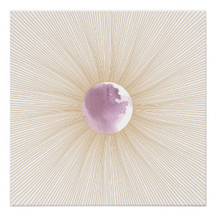 Poster Géométrique Purple Moon Cycle brillant