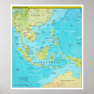 Poster Geopolitical Regional Map of Southeast Asia