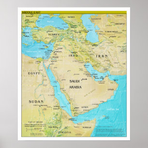 Poster Geopolitical Regional Map of the Middle East
