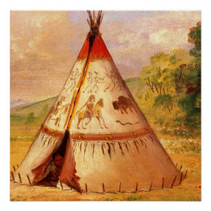Poster George Catlin, Indian Wigwam, frontière américaine