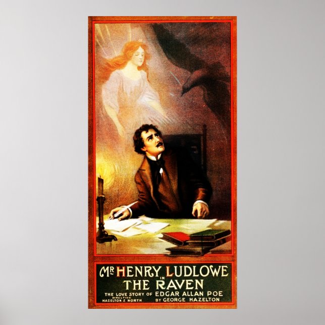 Poster George Hazelton's The Raven Edgar Allan Poe 1908 (Devant)