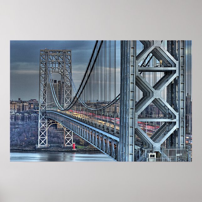 Poster George Washington Bridge & Red Lighthouse NYC (Devant)