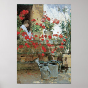 Poster Geraniums par Childe Hassam, Impressionnisme Vinta