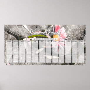 Poster Gerber Daisy Custom Family Calendrier d'anniversai