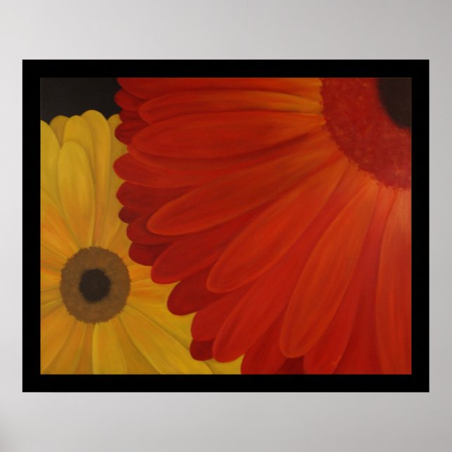 Poster Gerbera Daisies de l'huile originale sur toile (Devant)