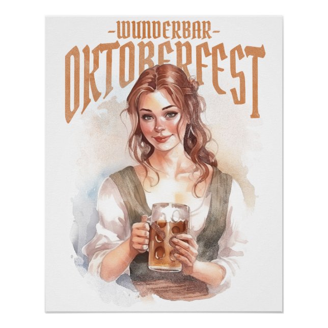 Poster german girl with a beer for oktoberfest (Devant)