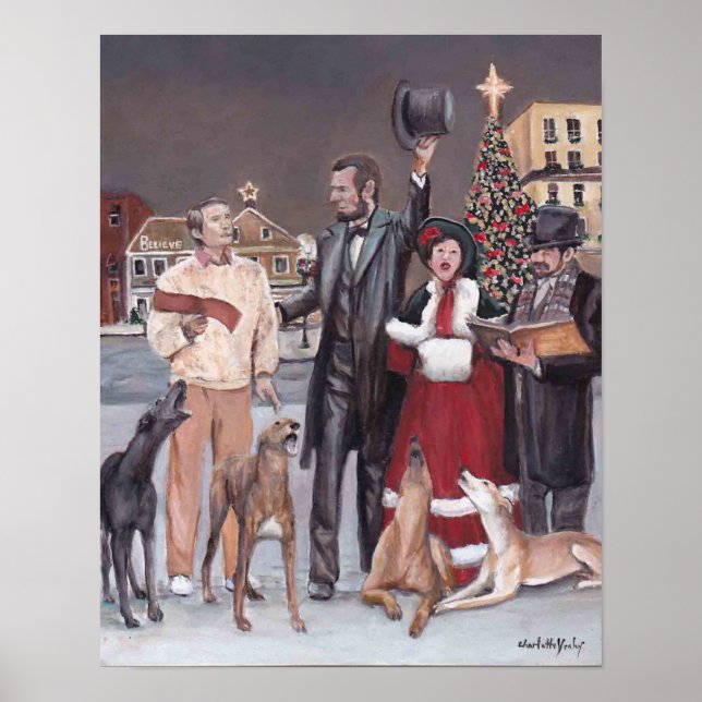 Poster Gettysburg Christmas II Greyhound Chien Art Imprim (Devant)