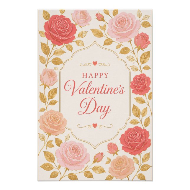 Poster Gilded Rose Romance de la Saint-Valentin (Devant)