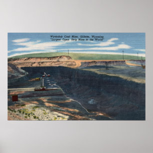 Poster Gillette, WY - vue de mine de houille de Wydodak