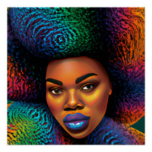 Poster Gina Queen Rainbow Cute Cheveux Black Melanin Afro