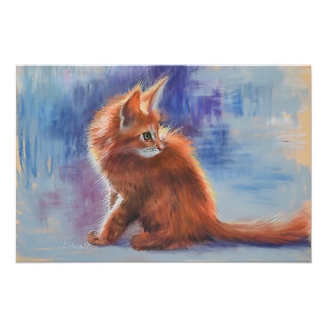 Poster Ginger Kitten dans la lumière pastel (Devant)