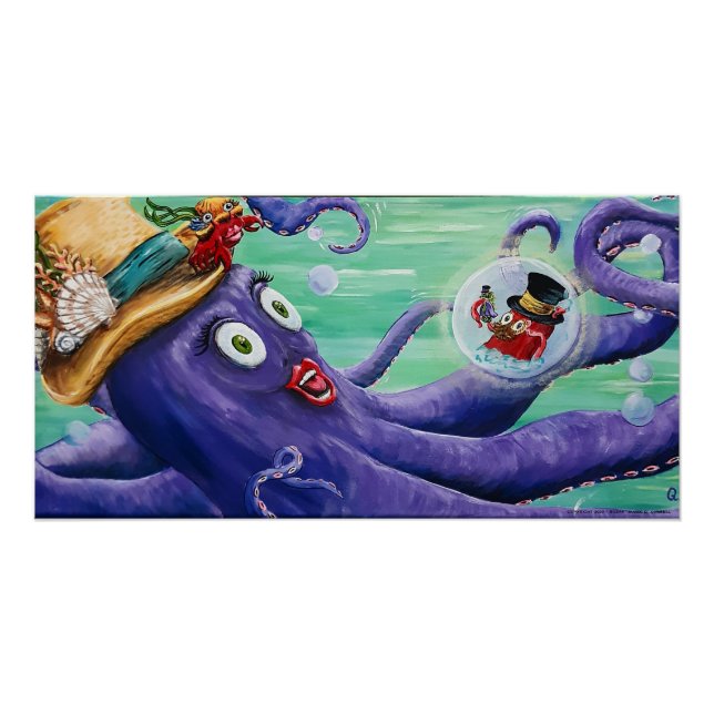 Poster Ginger Octopus & Ethel Crab Steampunk print (Devant)
