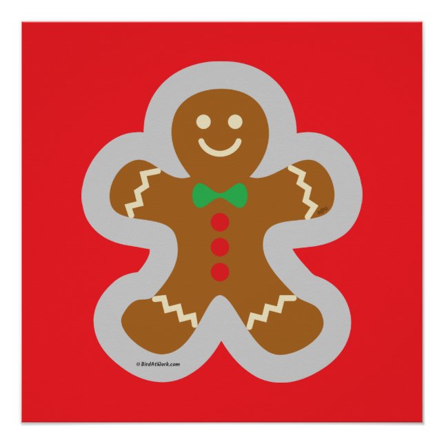 Poster Gingerbread Man Making The Angel In The Snow (Devant)