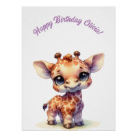 Girafe bébé mignonne aquarelle