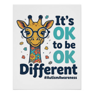 Poster Girafe de sensibilisation à l'autisme Il est OK d'