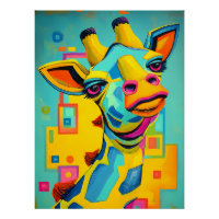 Girafe fantaisie colorée - Illustration de girafe