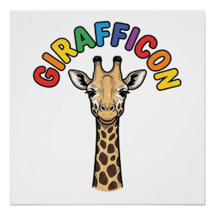Poster Girafe Vintage Icône Conception de Chemise de Mign