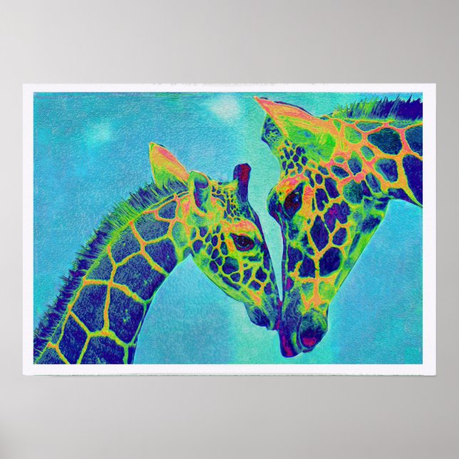 Poster girafes bleues (Devant)