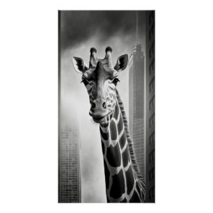Poster Giraffe dans une cityscape